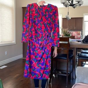 1980s Vintage Floral Dress